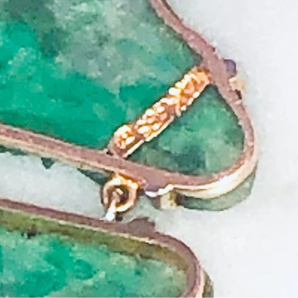 Antique 14k Gold Apple Jade, Ruby, Diamond Pendant - Picture 3 of 4